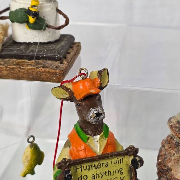 Rustic Cabin Christmas Ornaments Lot Deer Owl Canoe Set - Picture 4 of 8